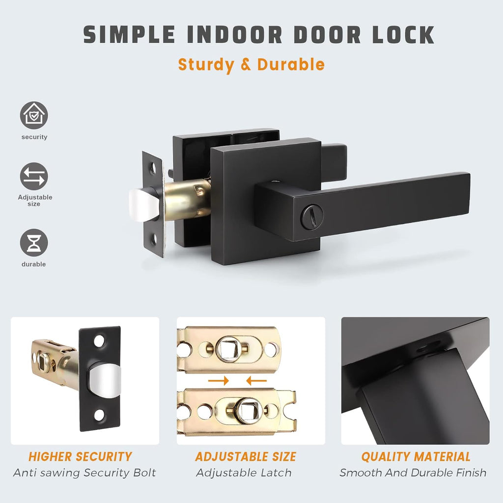 6 Pack Matte Black Door Lever Lockset V493