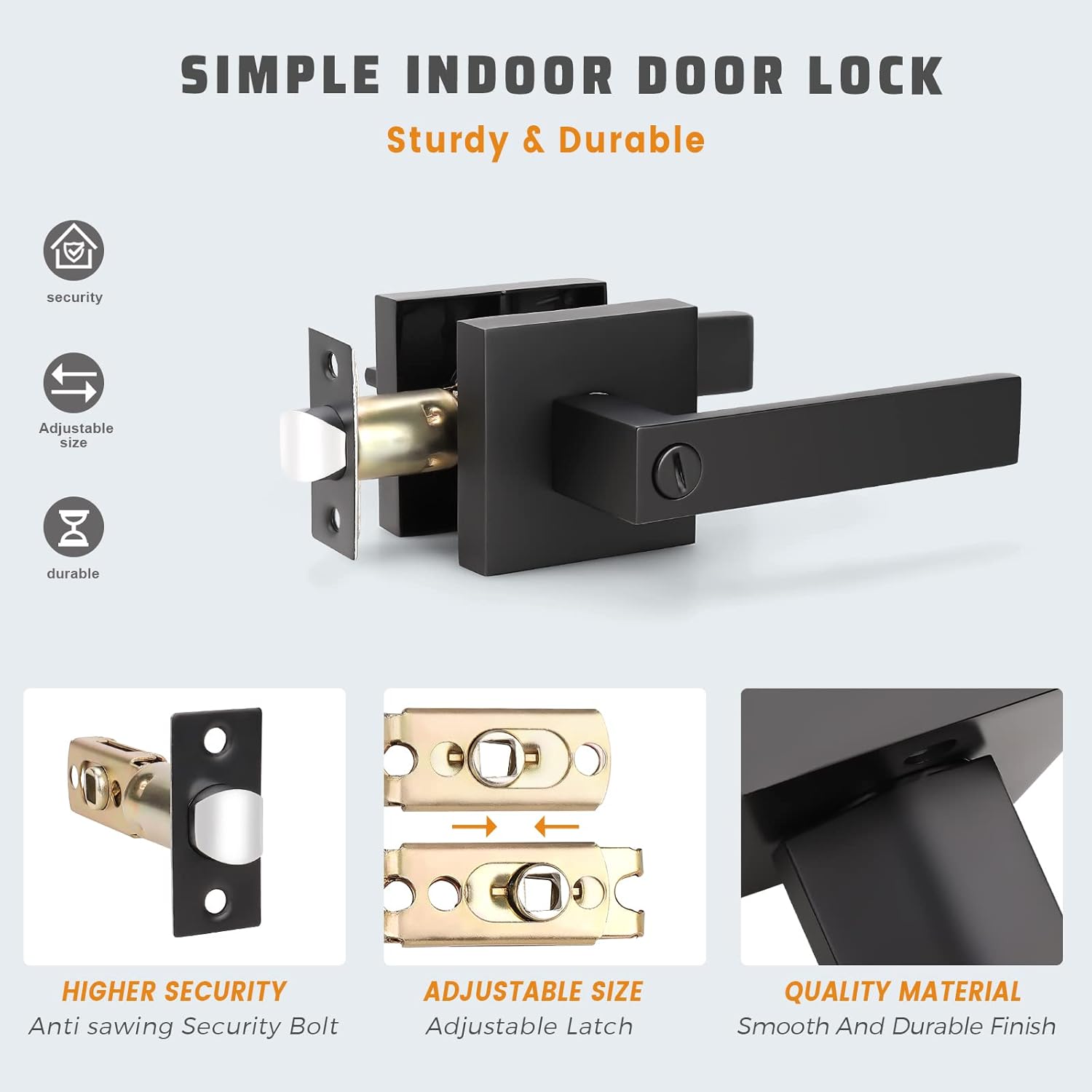 6 Pack Matte Black Door Lever Lockset V493
