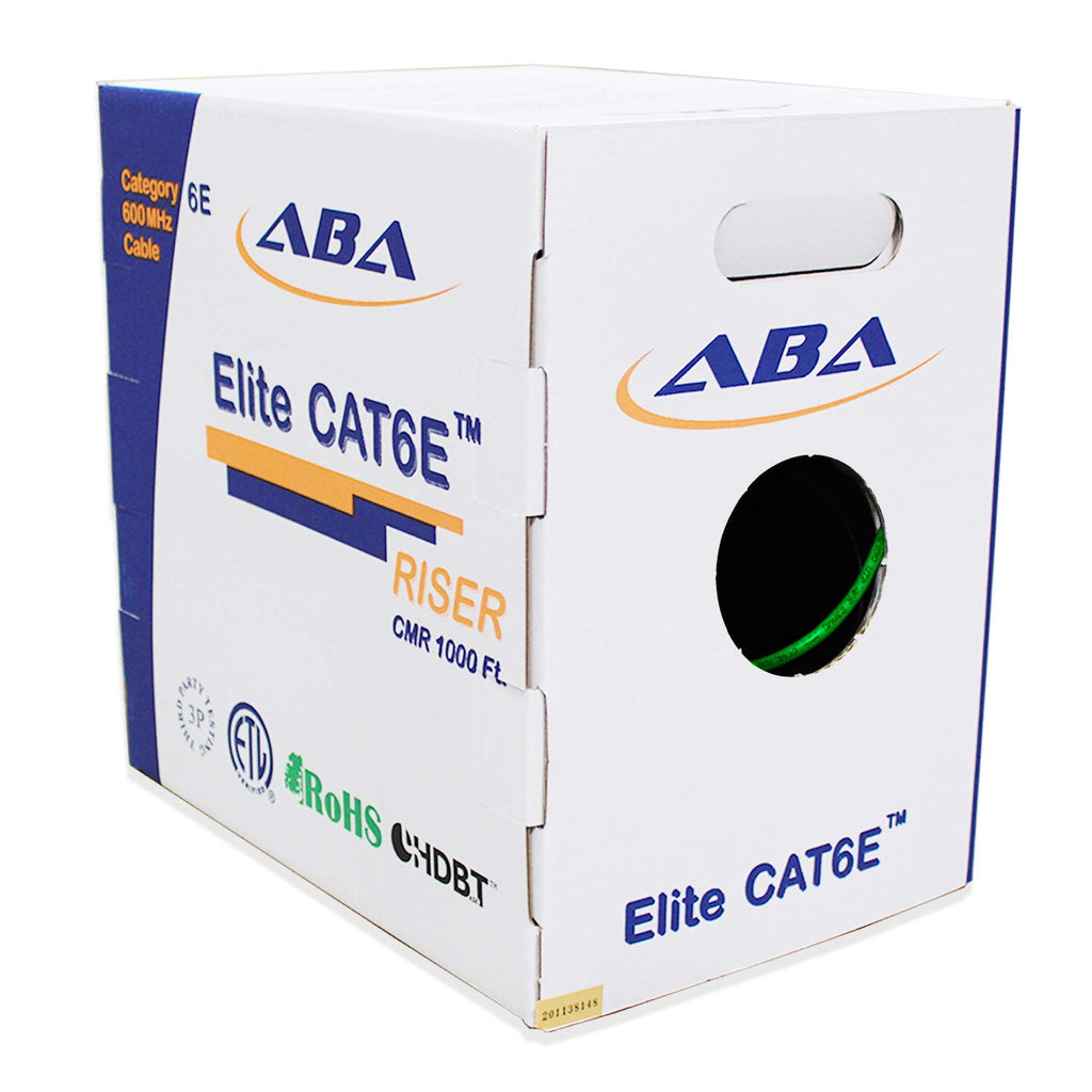 Cat6 CMR Riser Ethernet Cable 1000ft, 24AWG, Solid Bare Copper, 600MHz, Bulk LAN Cable O7101