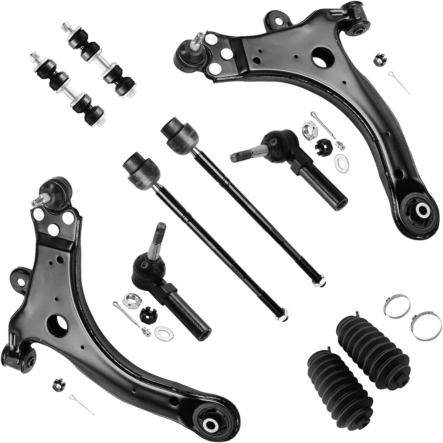 10pc Front Lower Control Arms with Ball Joints Sway Bars Tie Rods Set C511017