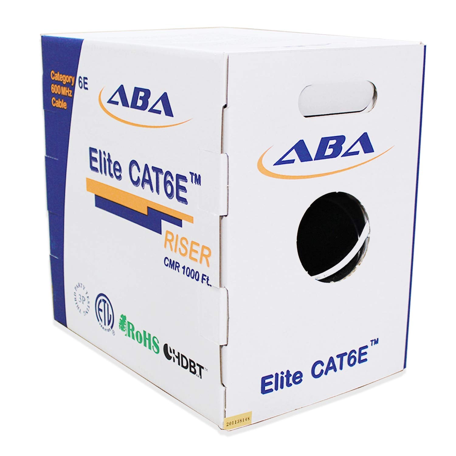 Cat6 CMR Riser Ethernet Cable 1000ft, 24AWG, Solid Bare Copper, 600MHz, Bulk LAN Cable O7101