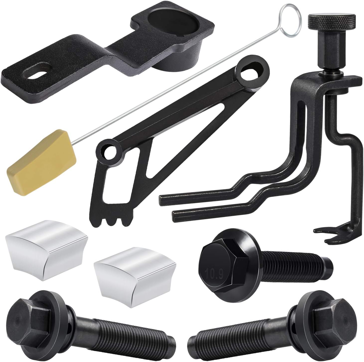 Engine Timing Service Tool Kit with Crankshaft Positioning Tool, Timing Chain Locking Wedge Tool, Cam Phaser Holding Tool, Cam Phaser Lock Out Kit and Bolts For Ford 4.6L/5.4L/6.8L 3V Engine Pack of 2 U432706