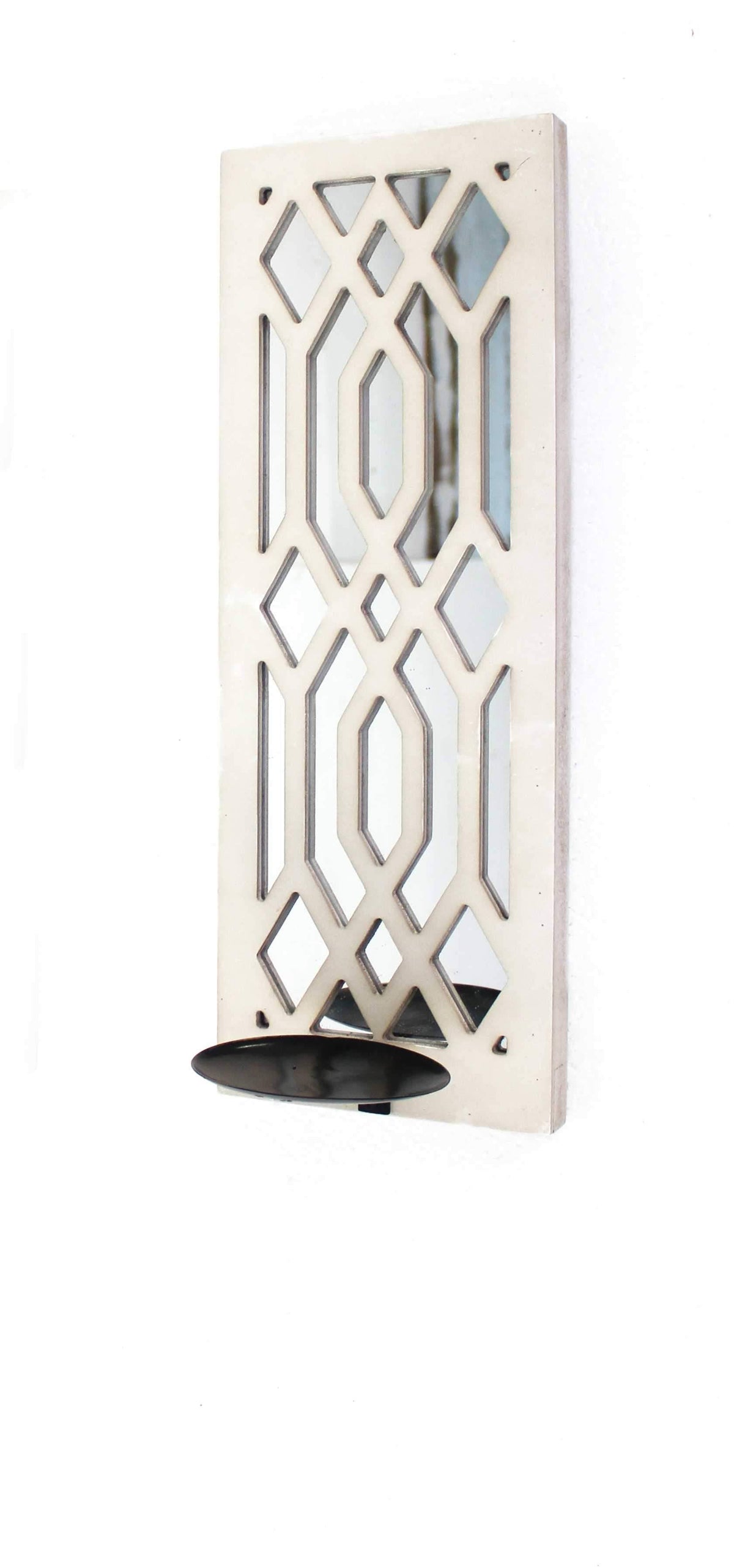 White Traditional Wooden Cross Candle Holder Sconce V423804