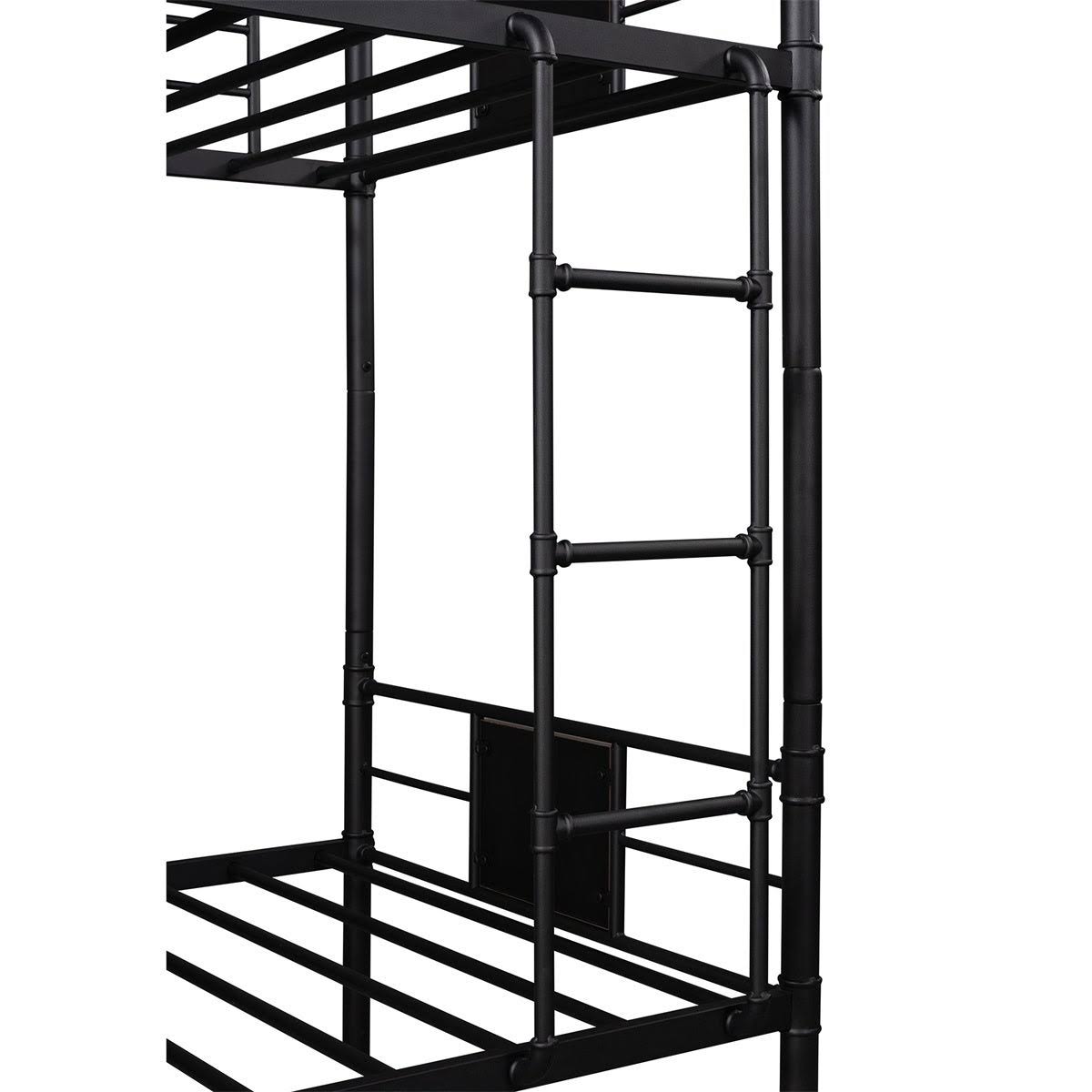 Black Metal and Wood Twin Over Twin Bunk Bed L7901
