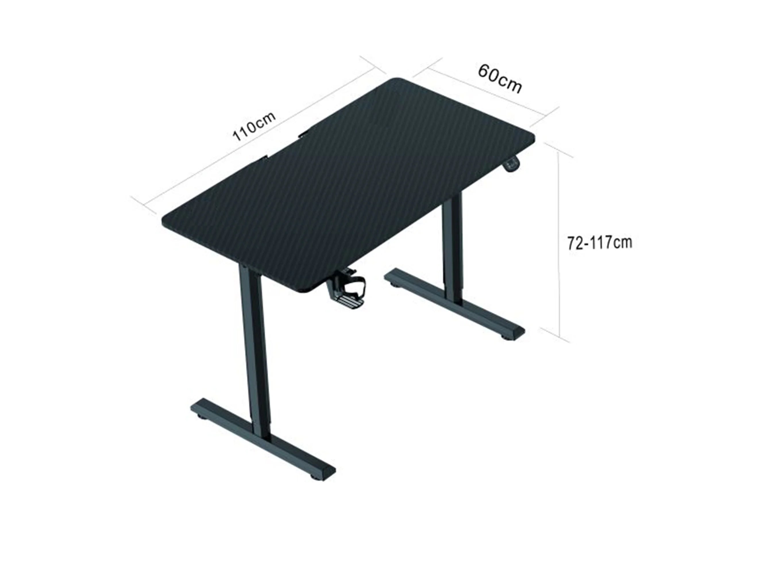 Electric Standing Desk, 110 x 60 cm Steel Adjustable Height Desk, Black J2663