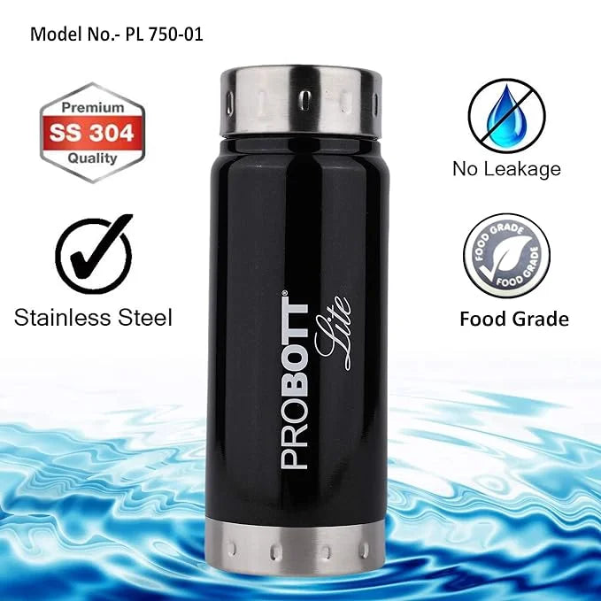 Black Stainless Steel Water Bottle 750ml N9873