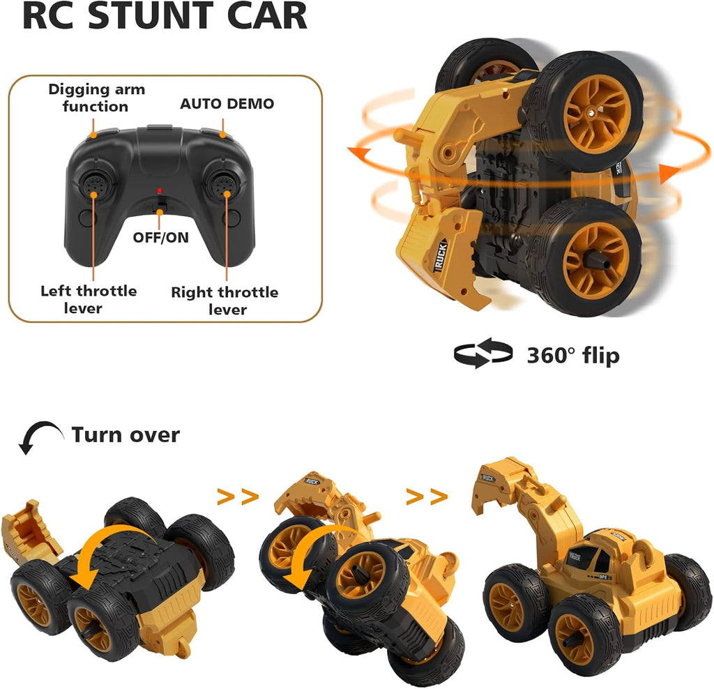 2 Pack 2.4GHz 4WD RC Stunt Car with 2 Rechargeable Batteries U785