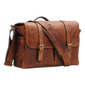 Antique Cognac Leather Camera/Laptop Messenger Bag F176