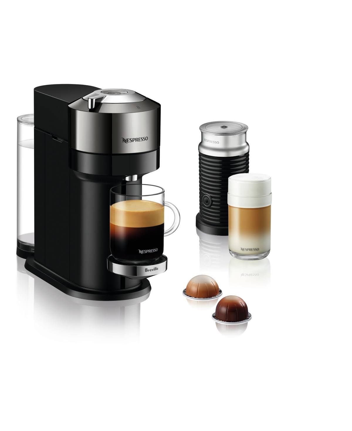 Dark Chrome Coffee Machine with Milk Frother N769234