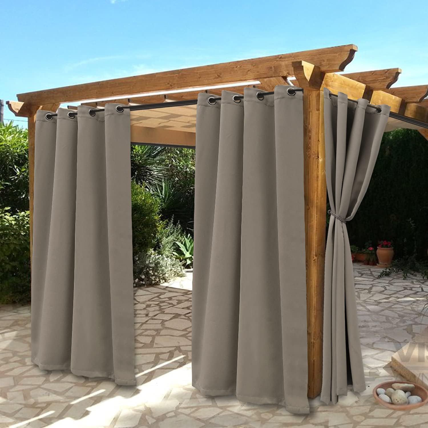 White Waterproof Grommet Blackout Curtains, 2 Panels, 52 x 84 inch S931