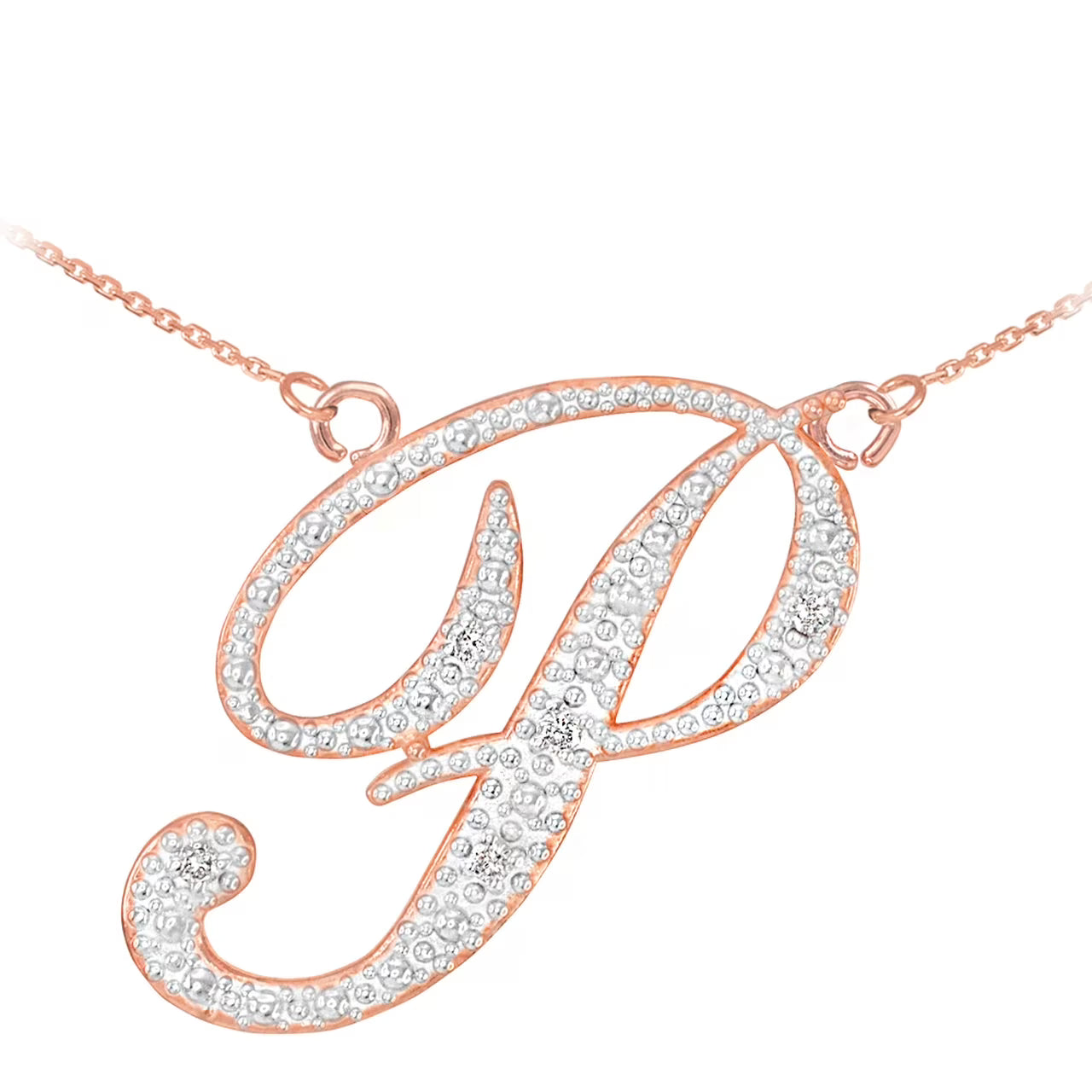 14K Rose Gold Diamond Initial Necklace 22" U123236