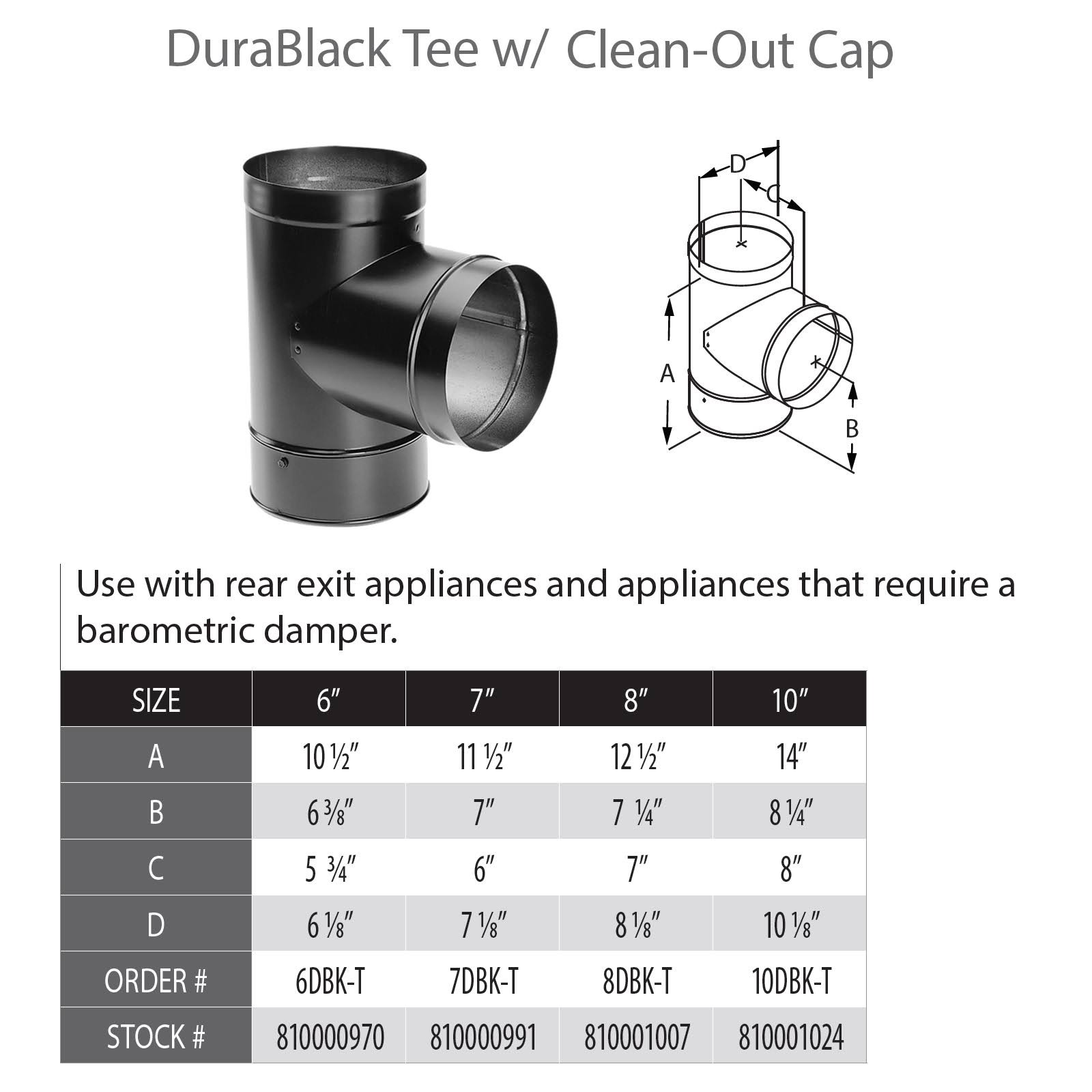 10x22 DuraBlack Tee with Clean-Out Cap U43705