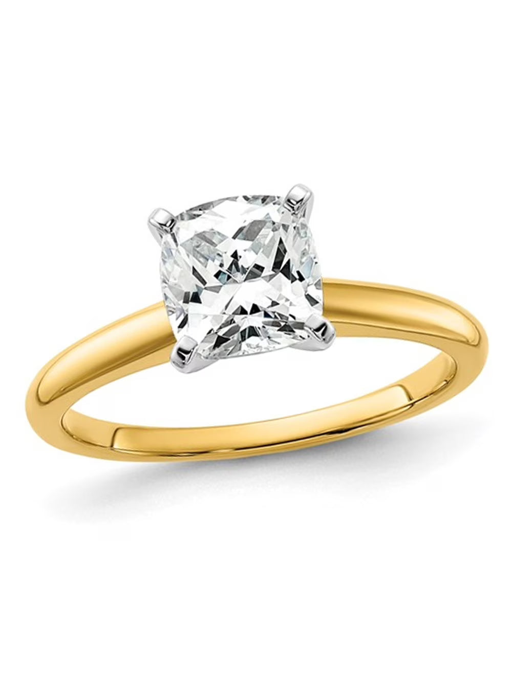 14K Yellow Gold Cushion-Cut Lab Grown Diamond Solitaire Engagement Ring K535674