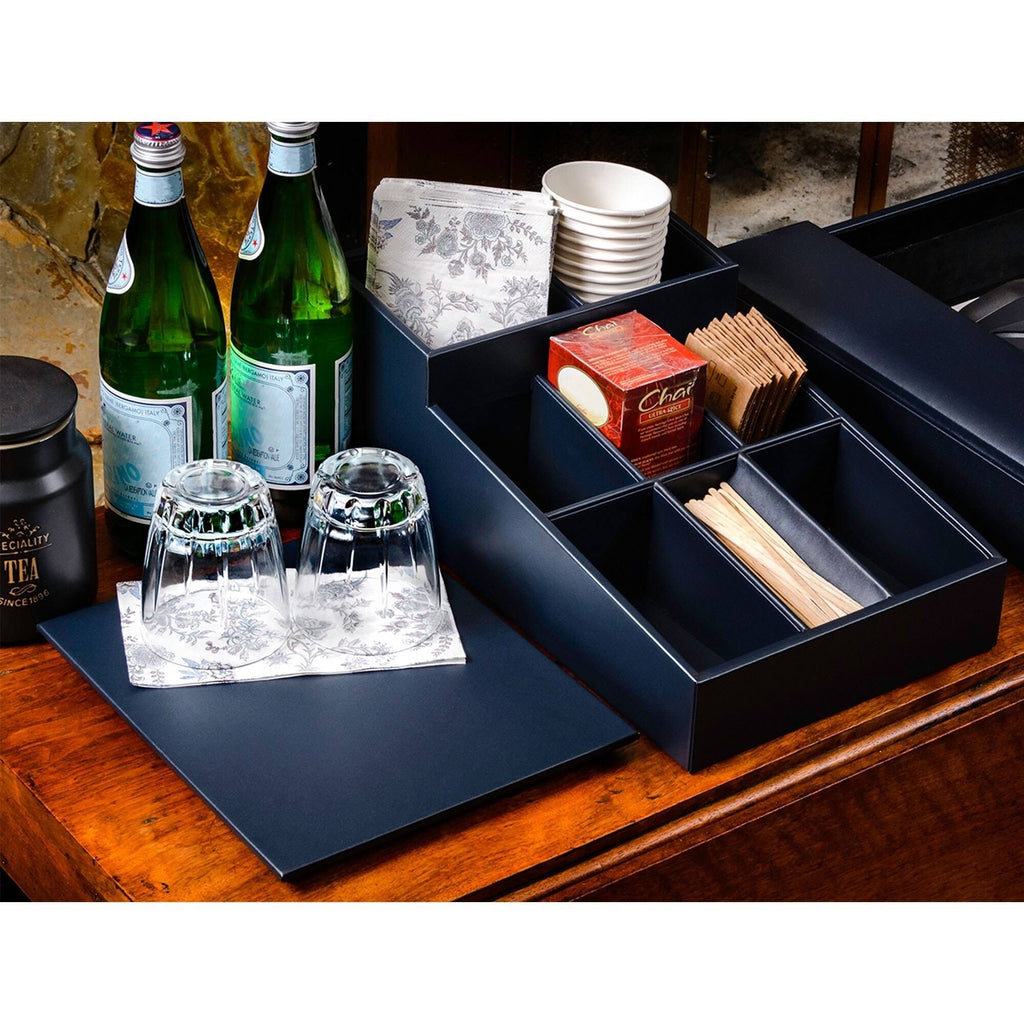 Navy Blue Leatherette Coffee Condiment Organizer G482