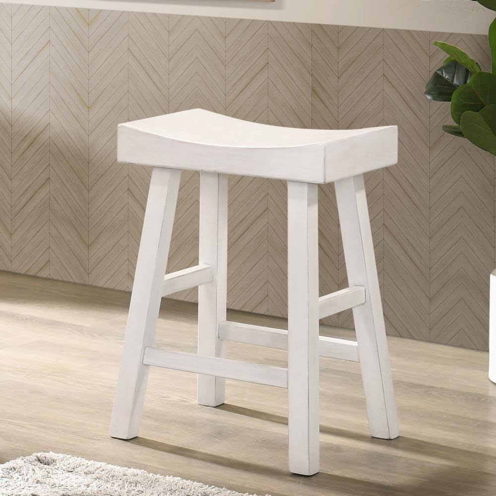 Antique White Counter Height Bar Stool Set of 2 O11129