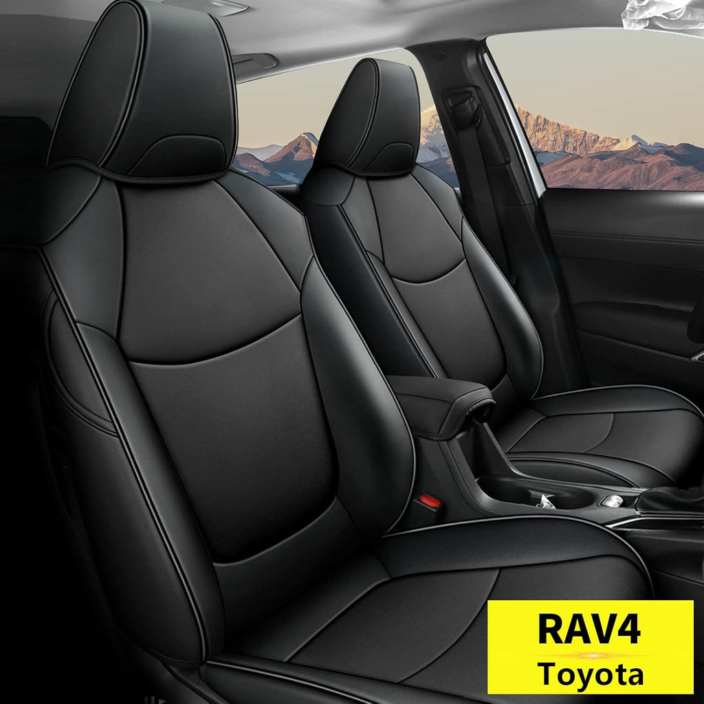 Black Faux Leather Full Set Car Seat Covers for Toyota RAV4 T45804