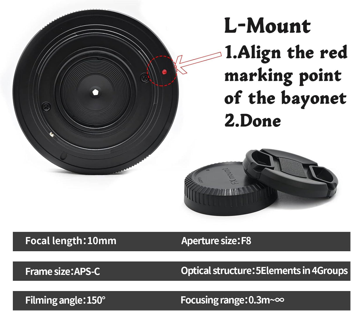 10mm F8 Ultra Wide Angle Fisheye Manual Prime Lens for L-Mount Mirrorless Camera R822