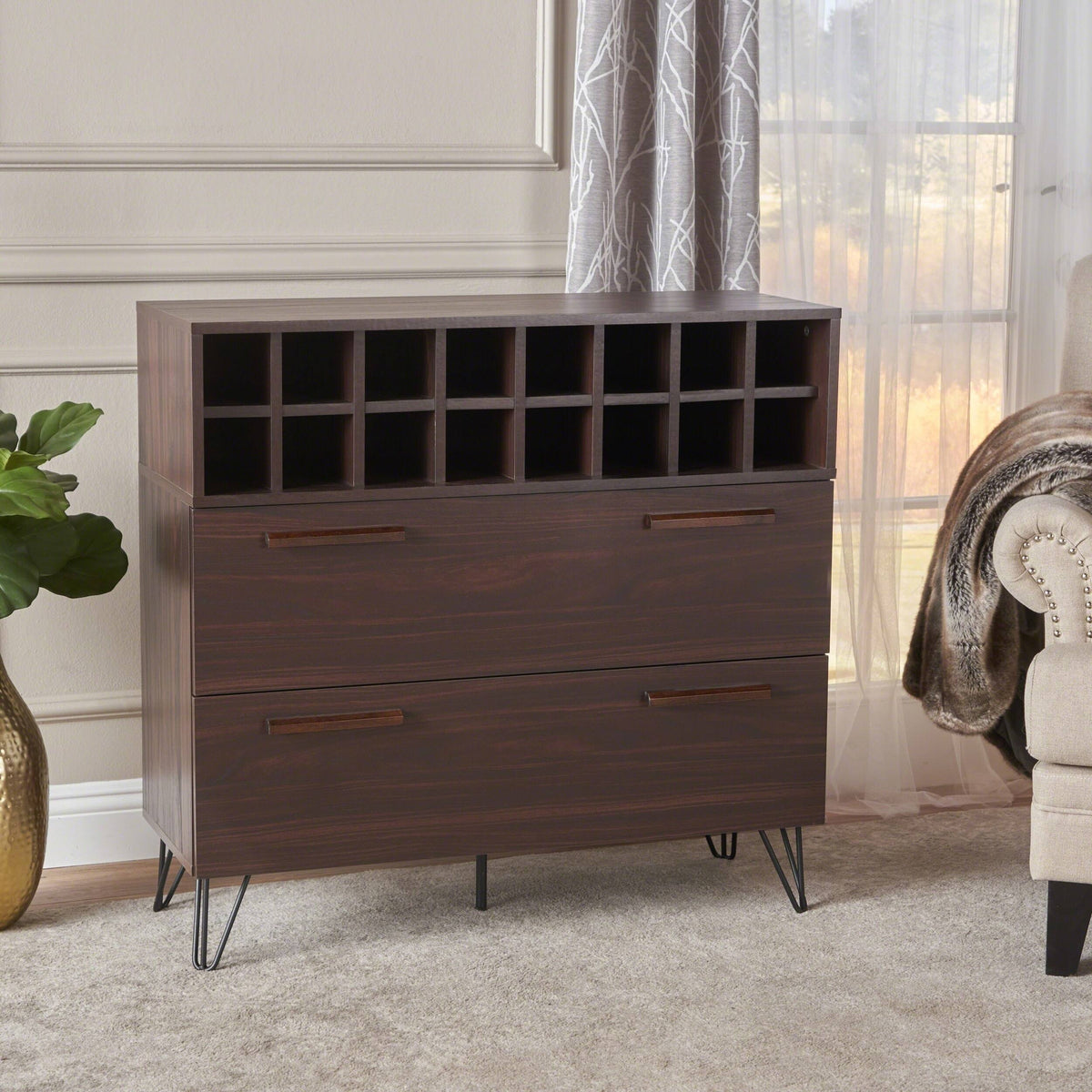 Bar Cabinet in Sonoma Gray Oak and Black K9604