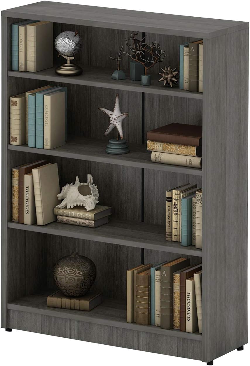 Mahogany 4-Shelf Wood Bookcase M54091
