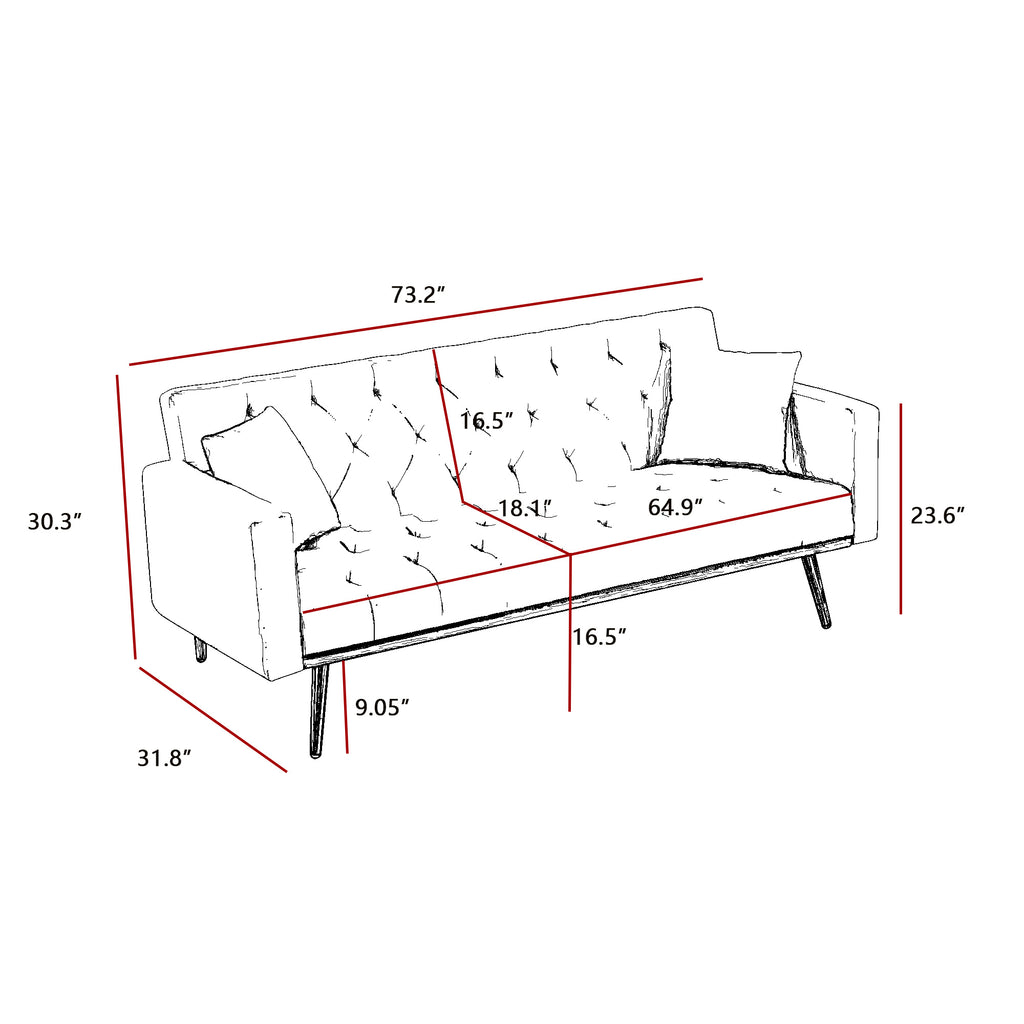 Grey Convertible Folding Futon Sofa Bed R750723