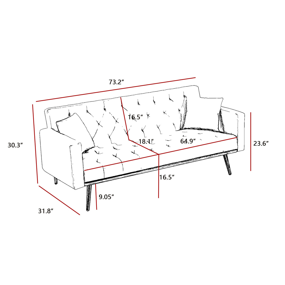 Grey Convertible Folding Futon Sofa Bed R750723
