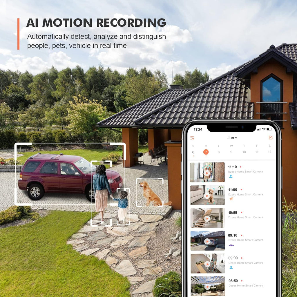 Wireless Security Camera Outdoor WiFi Battery Powered 360° PTZ Color Night Vision IP66 N388678