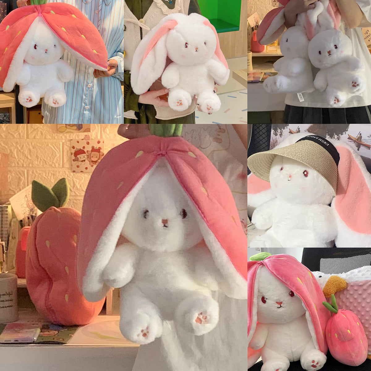 Reversible Bunny Plush Pillow with Zipper F262640