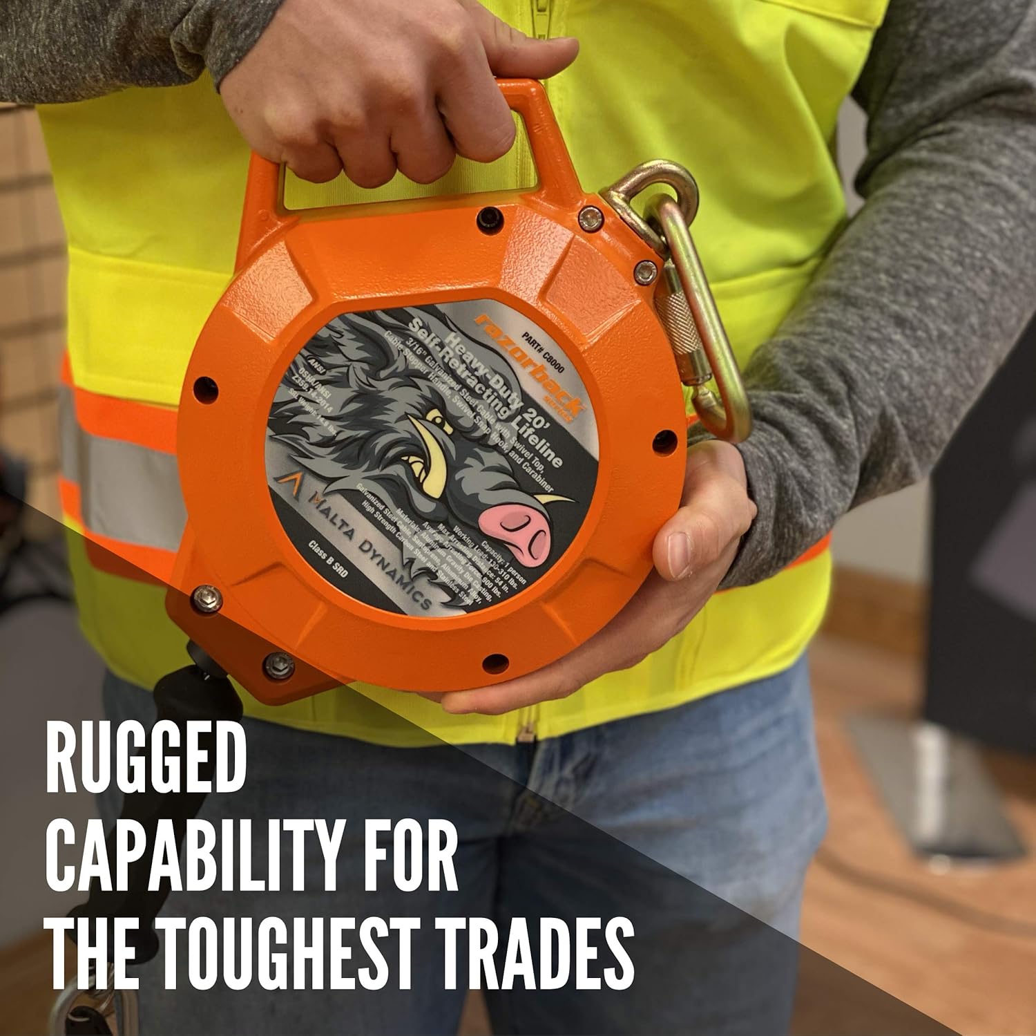 20' Heavy-Duty Self Retracting Lifeline Galvanized Cable H80842