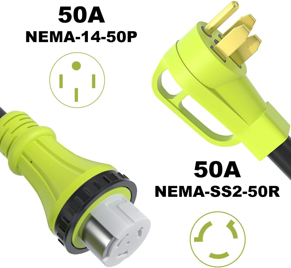 50 FT NEMA 14-50P to SS2-50R STW 6/3 + 8/1 Twist Lock Power Extension Cord I874