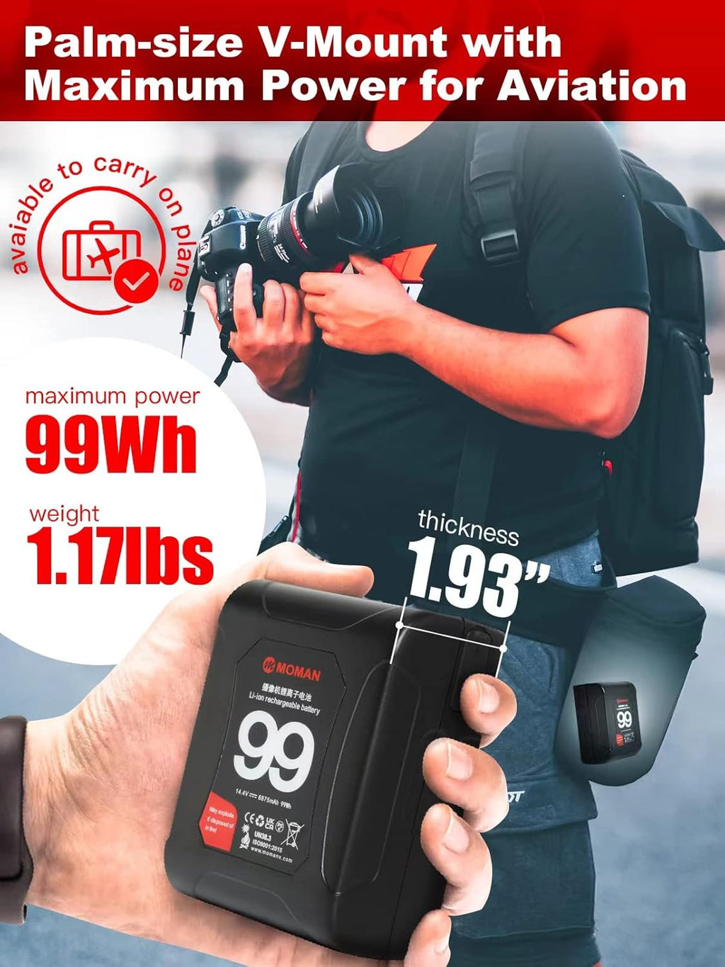 V Mount Battery 99Wh 15A with Dual D-Tap & USB Outputs B336