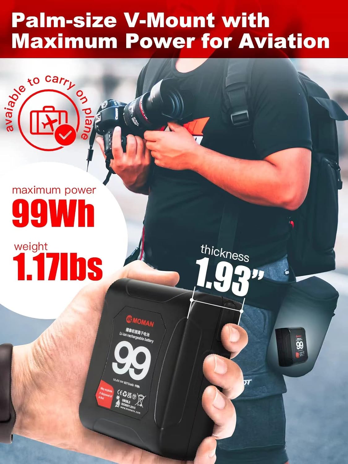 V Mount Battery 99Wh 15A with Dual D-Tap & USB Outputs B336