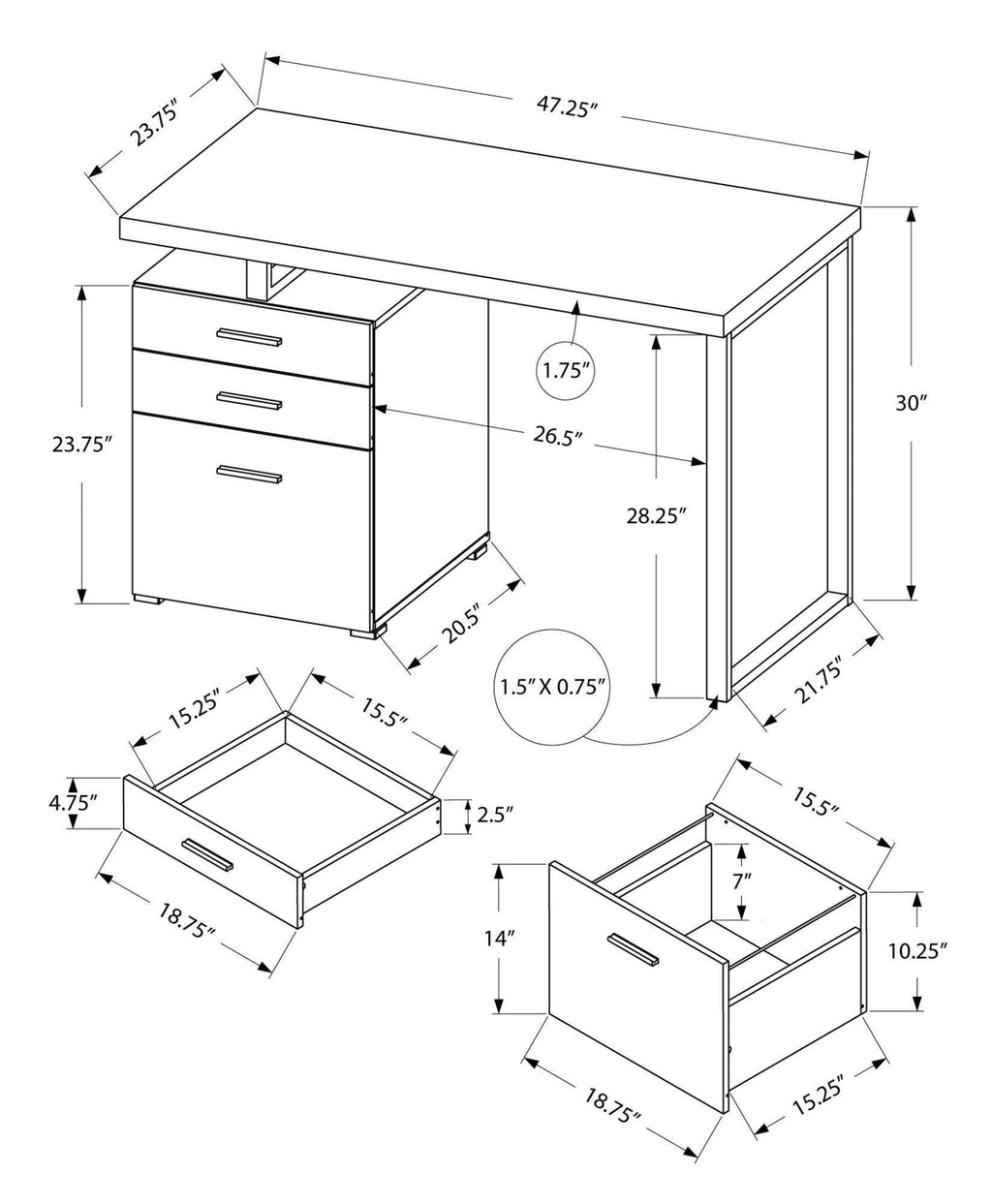 Brown Black Particle Board Metal Computer Desk W293455
