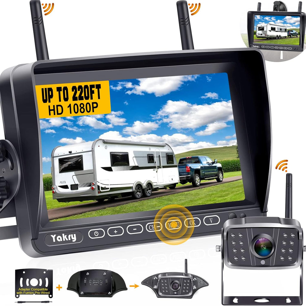 Wireless HD 1080P Backup Camera with 7 Inch Touch Key DVR Monitor P6851