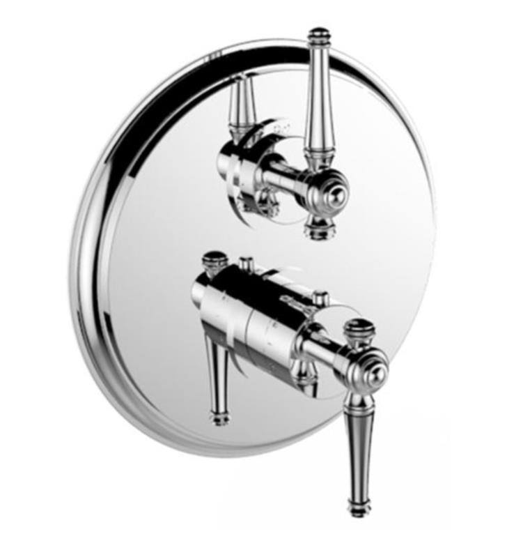Polished 24K Gold Thermostatic Trim with Volume Control and 2 Way Diverter F57682