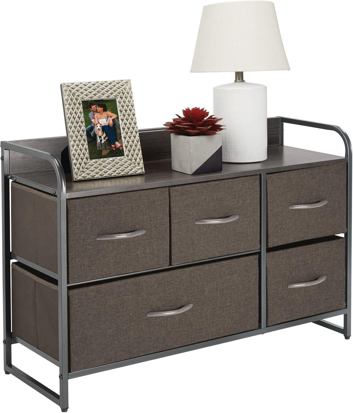 5 Removable Fabric Drawers Coffee Espresso Brown Storage Dresser B79881