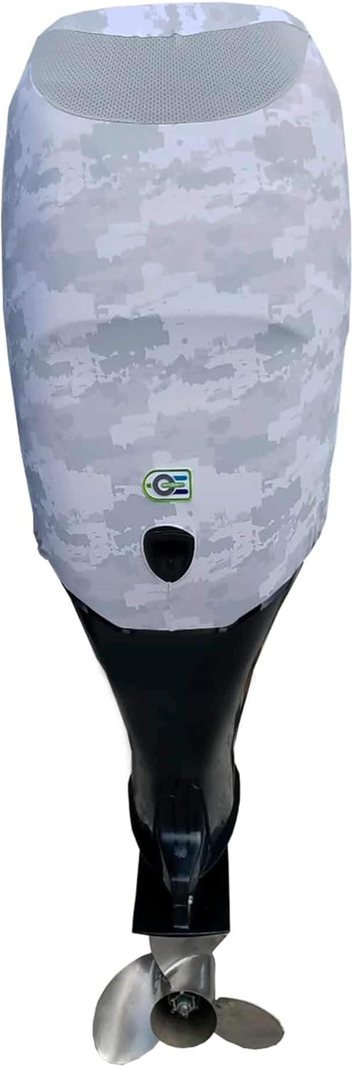 Grey Digital Camo Outboard Motor Cover X7428