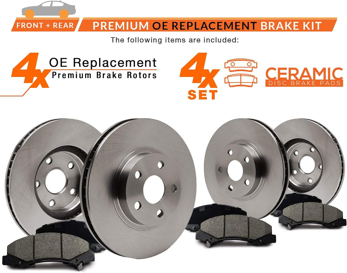 Front + Rear Max Brakes Premium OE Rotors with Carbon Ceramic Pads L306