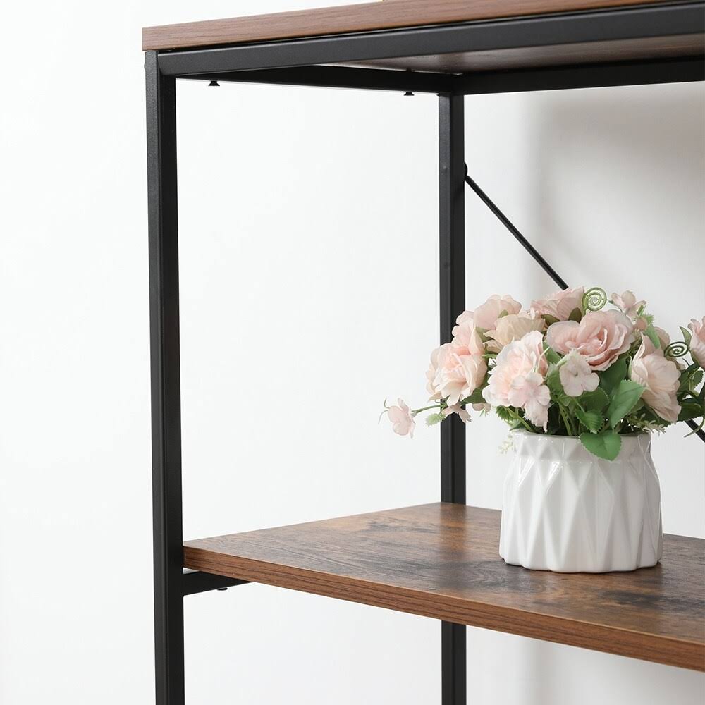 Brown Metal and Wood 4 Shelf Bookcase L951