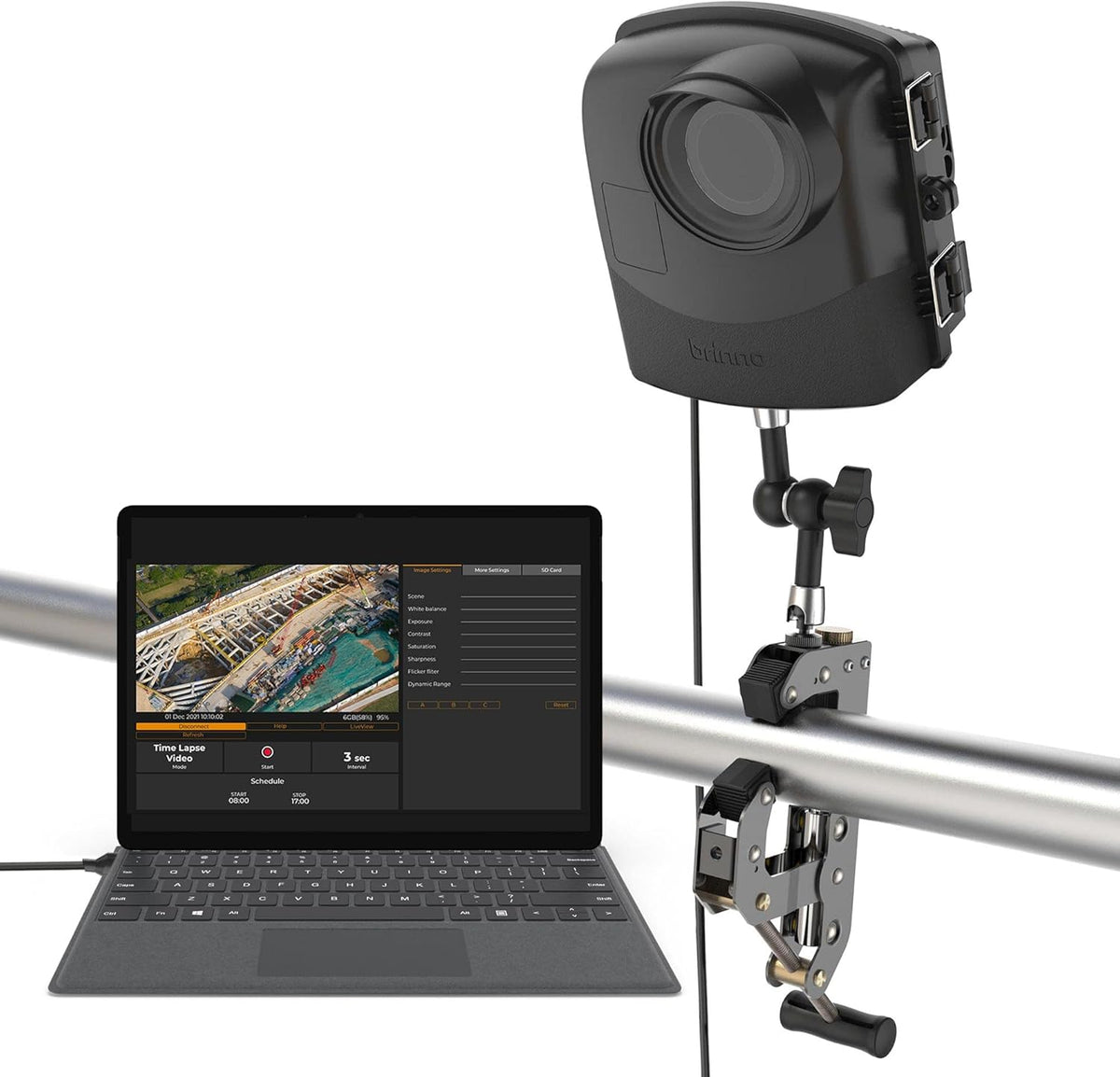 Construction & Outdoor Security Time Lapse Camera Trio Bundle Pack with Industrial Clamp & Weather-Resistant Case 1080P R3426