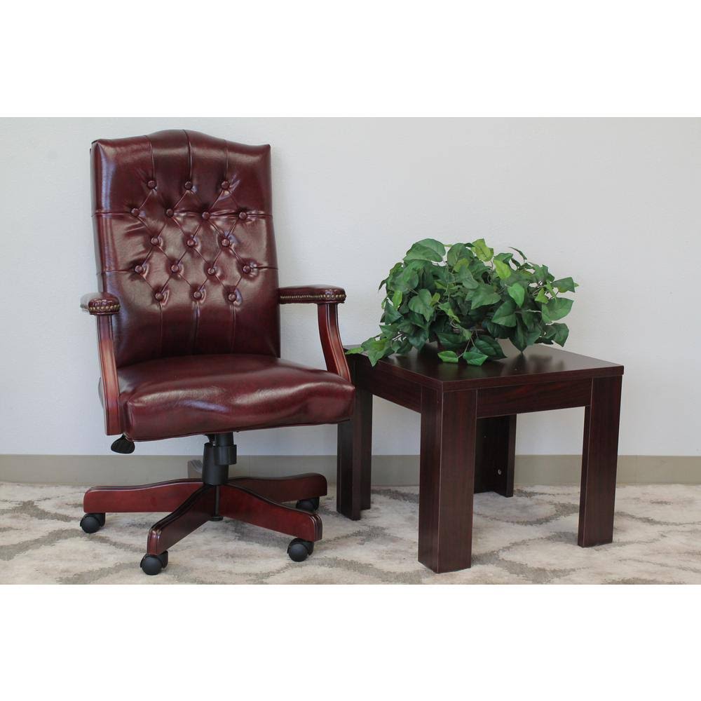Mahogany Tufted Vinyl Executive Chair F95872