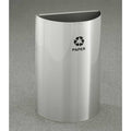 Satin Alum Open Top Half Round Recycling Receptacle, 10 Gallon R7669