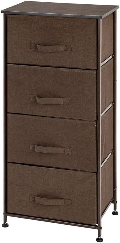 Brown 4 Drawer Dresser with Metal Frame and Wood Top O8600
