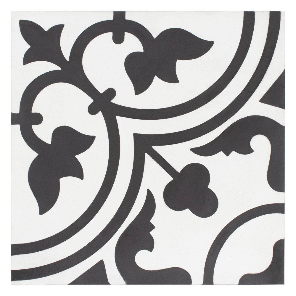 Snowcap Encaustic 8 in. x 8 in. Cement Handmade Floor and Wall Tile K93844