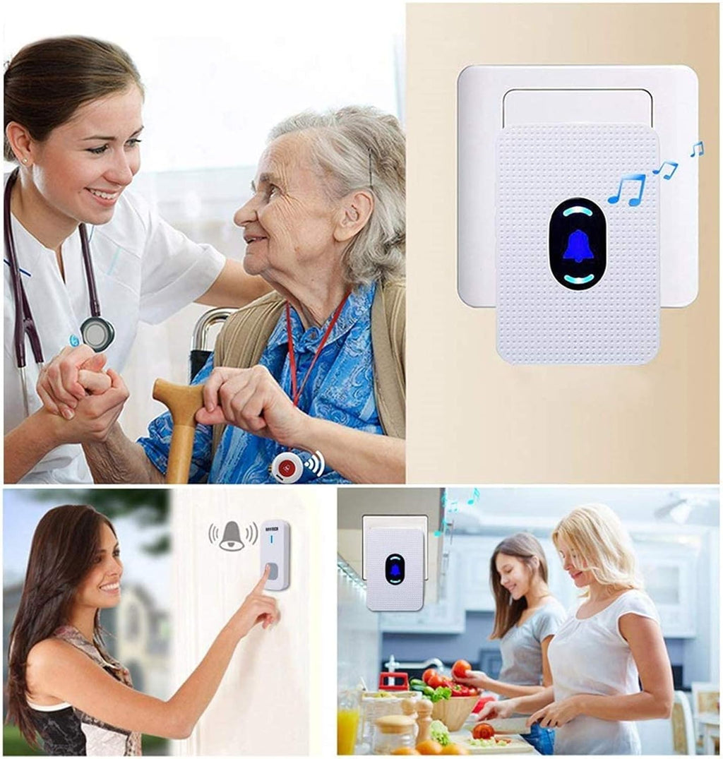 Elderly Call Button with 2 Receivers & 1 Waterproof Transmitters & 1 Doorbell C7260