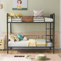 Black Metal and Wood Twin Over Twin Bunk Bed L7901