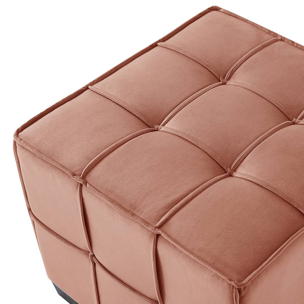 Navy Velvet Ottoman F325980