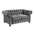 Dark Gray Velvet Chesterfield Loveseat O19606