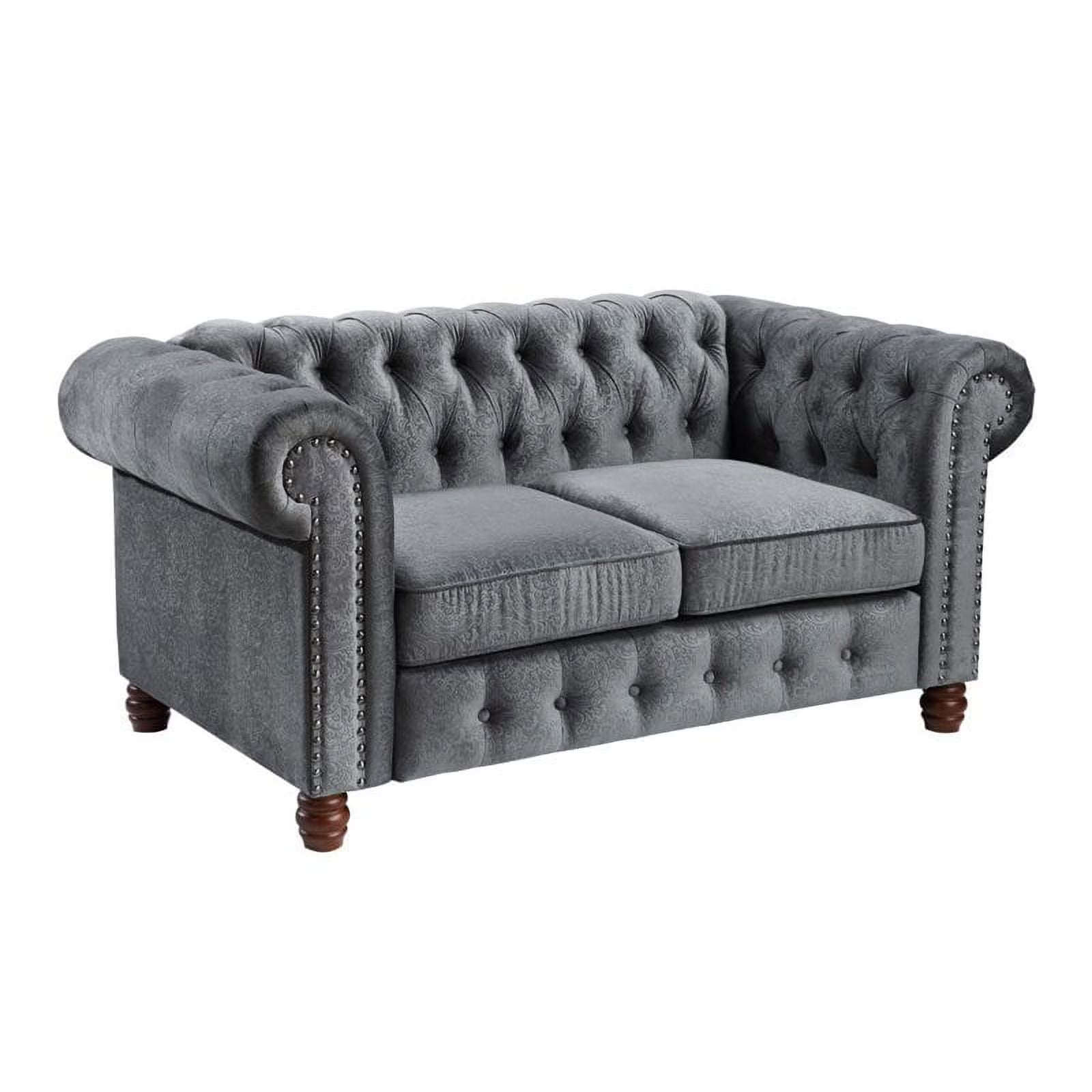 Dark Gray Velvet Chesterfield Loveseat O19606