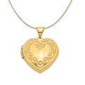 14k Yellow Gold Domed Heart Locket Necklace S14530