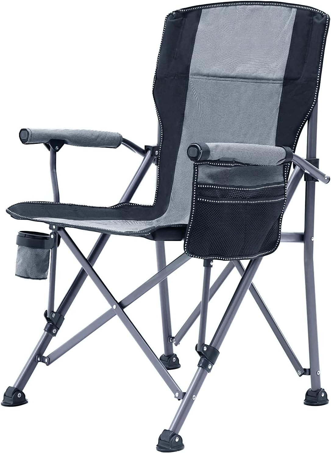 Navy Blue Padded Folding Camping Chair with Cup Holder and Carrying Bag J288